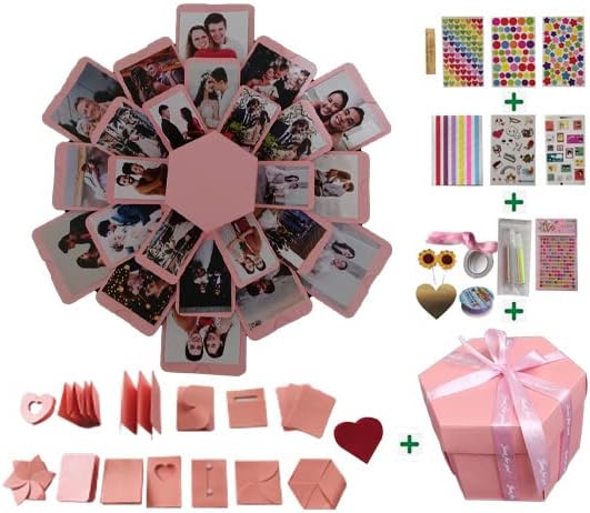 Модерна комплетно склопена кутија за подароци за експлозија, албум за фотографии со слики, најдобро надграден Pink-001 Pink-001