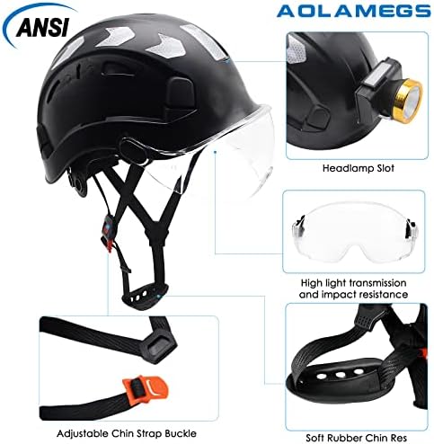 Aolamegs Изградба Безбедност Хард Шапка-ANSI Z89. 1 Одобрени Безбедносни Шлемови Со Визир И Ушни Мафини Лесни Рефлектирачки