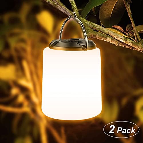 Кампување фенер за полнење, Blukar [2 пакет] Светилка за кампување - 3000K топла бела светлина, прилагодлива осветлување на светлина 3 режими