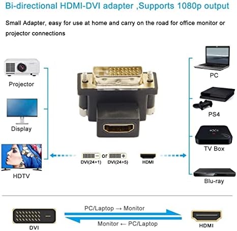 CY DVI MALE до HDMI Femaleенски адаптер 90 степени надолу под агол 4K 1080p за компјутерска графичка картичка HDTV