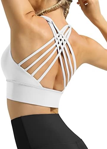 Avgo Longline Strappy Sports Sports Bras for Women Criss Cross Back Wireless Padded Padded Yoga Bra Trankath Took Top Top