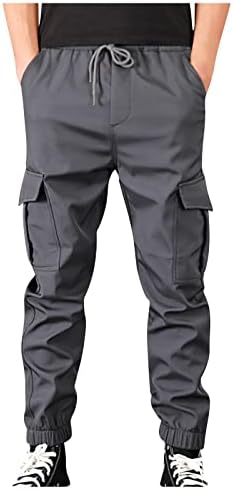 Машки пешачки панталони за пешачење џогерс тенок вклопат лесни обични панталони со џебови што влече половината