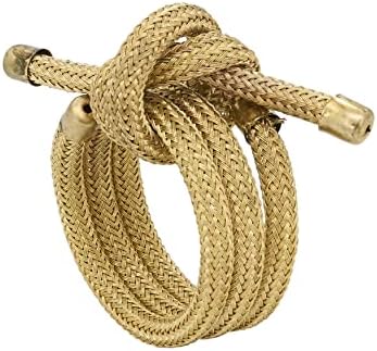 Саро животен стил плетен јаже прстени од салфетка, злато, сет од 4