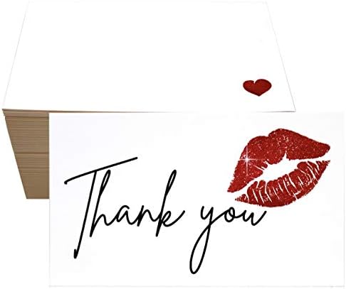 RXBC2011 Ви Благодариме за Купувањето картички усни Сладок Бакнеж Вештачки Сјај Вметнете Пакет за онлајн бизнис Пакет од 100 БЕЛО-ЦРВЕНО