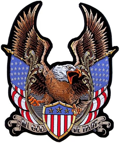 Кожа врвен среден патриотски орел американски знамиња извезени везени велосипедисти-кафеави-медиум