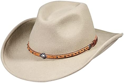 Измешајте кафеава каубојска капа со широко распространетоста волна почувствуваа капи за мажи жени западно излез на шапката Панама