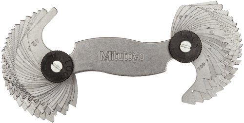 Mitutoyo 188-151, Gage на завртки, 4 - 42 TPI и 0,4 - 7 mm, 51 лисја, инч/метричка црна боја
