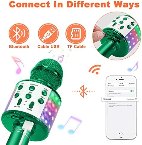 Микрофон за безжичен караоке на Алверсун за деца, Bluetooth караоке микрофон преносен рачен рачен пеење караоке микрофон звучник