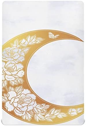 Алаза полумесечина Месечина цветни чаршии за креветчиња опремени со басинет лист за момчиња бебе девојчиња дете, стандардна големина 52
