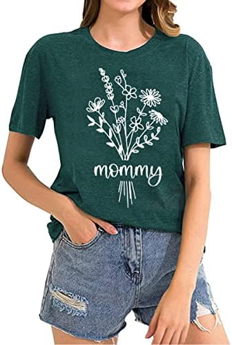 Мајка кошула за жени симпатична цветна мама мама мајки подароци кошули врвови летни маички со краток ракав