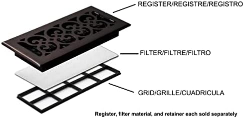 Декор решетки FRP408 Pristene Air Filter Filter за регистри на решетки за украси, 4 од 8, 4 пакувања, црно