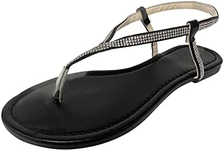 Сандали за жени фустани лето, женски peиркачки пети токи ленти рамни сандали влечки модни бои блок чевли на плажа