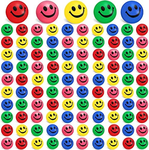 100 парчиња насмевка на лицето стрес топки за деца и возрасни смешна стрес топка биди среќна пена мека обоена насмевка топки играчки за олеснување стрес вознемирено