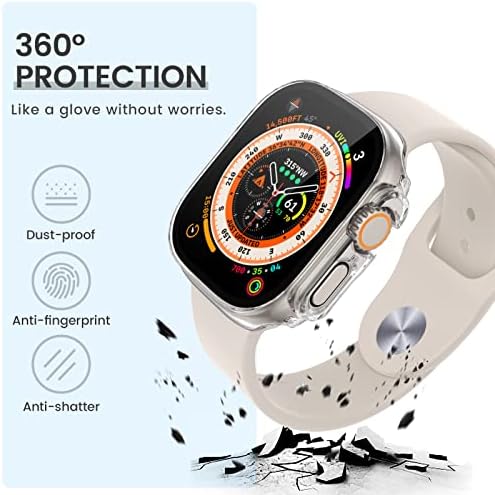 Готон [2 пакет] за Apple Watch Ultra Case 49mm, Apple Watch Ultra 49mm кутија со каленски стаклен филм и тврд компјутер и All-All-All-ShockProof