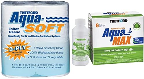 Аква -мека тоалетно ткиво - тоалетна хартија, бела и аквамакс лето кипарис мирис РВ третман на резервоарот, бесплатно формалдехид,