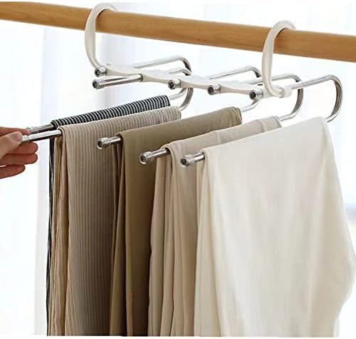 Trrcylp 2pack 5 слој склопувачки панталони закачалки за заштеда на простор за заштеда на фармерки, кои не се лизгаат решетката