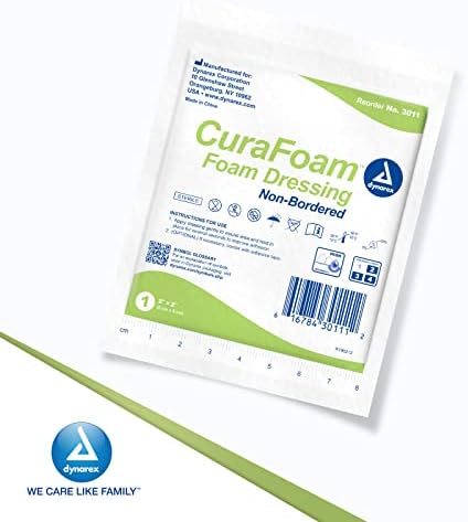 DynaRex Curafoam преливи за пена, не-гранични, стерилни, обезбедува перниче и влажна нега на рани, користена за тешки до тешки