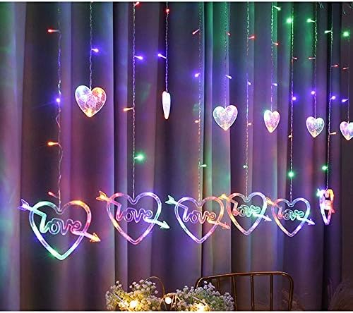 Wybfztt-188 LED LED срцев во форма на срцев стринг светлосен прозорец висечки завеси светла низа чизма домашна забава декор романтични