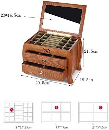 Кутија за складирање кутија за накит кутија за накит козметичка кутија дрвена голема капацитет повеќеслоен 29.518.521.5cm, 2 бои