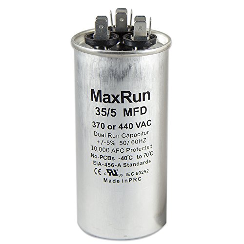 Maxrun 35+5 MFD UF 370 или 440 Volt VAC ROURD MOTOR DIAL RUN DUAL RUN за кондензатор за климатизација на AC - 35/5 UF MFD 440V директно