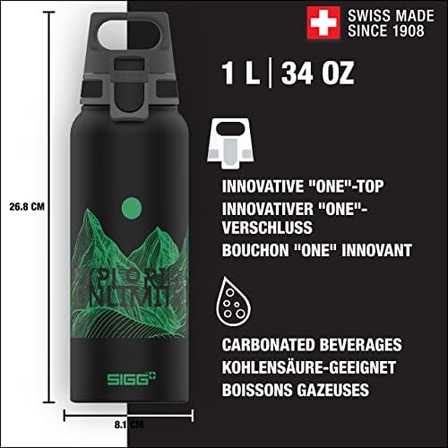 SIGG - шише со алуминиумска вода - WMB Pathfinder Black - Климатски неутрален сертифициран - Leakproof - Лесен - БПА бесплатно