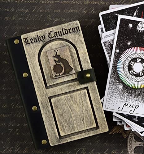 Кутија за картички за вештерки, рачно изработена дрвена тарот кутија, држач за тароти картички, кутија за картички што протекуваат