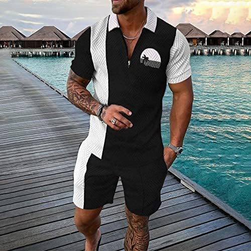 Менс летни патеки поставува истегнување v вратот Обични поло -шорцеви сетови за мажи смешни 3Д печатени лапчиња модни голф кошули