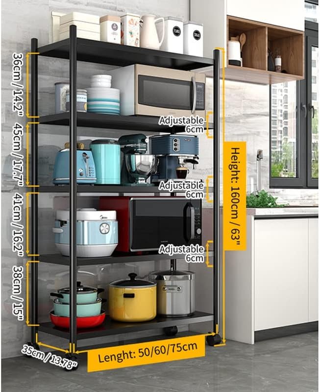 N/A решетката за складирање метал за складирање со тркала прилагодливи полици кујнски оставата, чајната кујна
