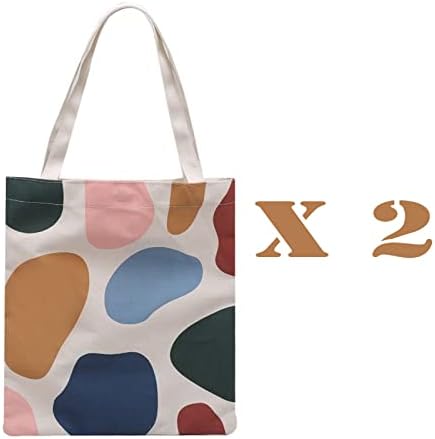 Zaoiiz 2 пакувања за еднократно платно торбички торби со дизајн на печатење, торби со повеќенаменски платно за дневна работа и училиште