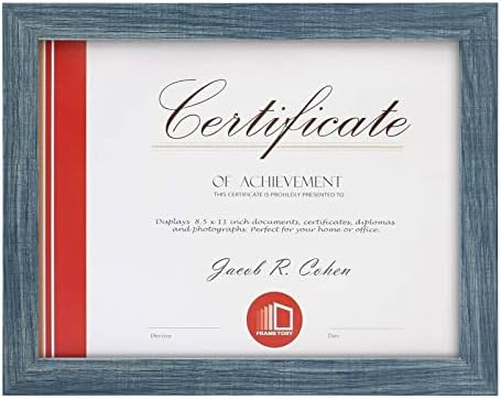 Фрамторија, рамка за сертификати 8,5x11 со закачалки за задниот дел за прикажување на wallидовите, рамка за слика на штанд за
