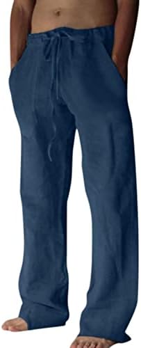 XXBR машки памучни постелнини панталони со панталони со јога со права нога лабава фит пеперутка цветни печати обични панталони за