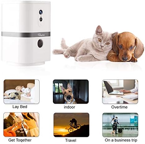 Skyme Petalk AI II Dog Camera Comager Treat Dispenser, WiFi Remote Pet Camera со 180 ° PTZ и Night Vision, компатибилен со Alexa