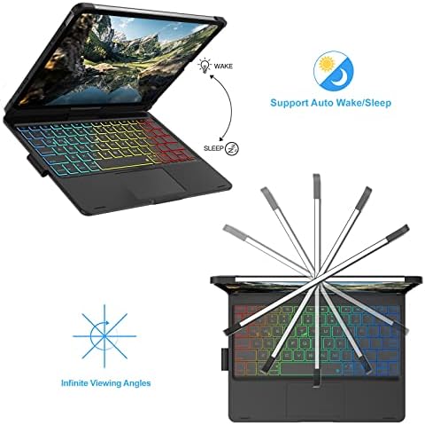 Случај за тастатура на Kvago за iPad 10-та генерација 2022 10.9 инчи- мулти-допир TrackPad, 7 тастатура за задно осветлување