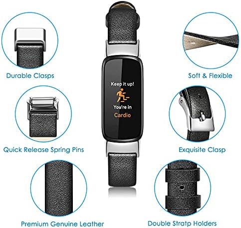 Fintie бендови компатибилни со Fitbit Luxe, мека оригинална кожна замена на лента за зглобот на зглобот