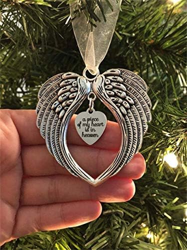 Дес Божиќни украси Ангел крилја Хе, парче од моето срце е во небото украс за новогодишна елка - Ремембрација изгубени најблиски украс за дарбам