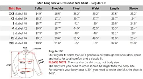 Кошули за фустани со долг ракав за мажи-редовно вклопување во кошула со копчиња со џебови со џебови