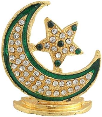 Myra Inc Зелена боја Алах знак Статуа на Starвезда Декоративна за табла за автомобили Дома и канцеларија за украси