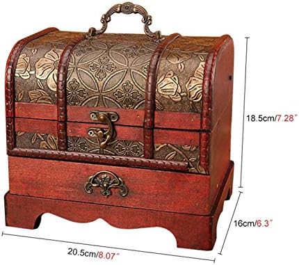 Голема Гроздобер Метална Брава Ситница Кутија За Складирање Накит Организатор Рачно Изработена Декоративна Дрвена Кутија За Богатство Подарок
