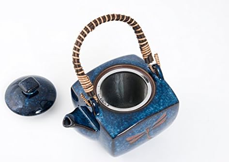 Автентично увезено јапонско сина змеј, томбо чај од чај со церелка и 4 чаши чајни подароци направени во Јапонија