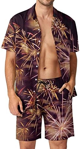Weedkeycat Прекрасен огномет за мажи на плажа 2 парчиња Хавајско копче надолу со кошула Краток ракав и шорцеви