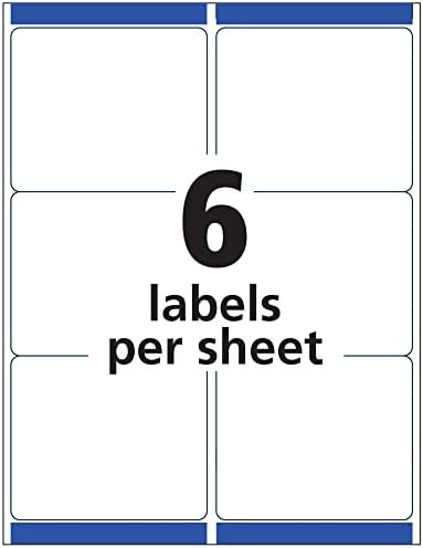 Ејвори етикети за испорака со сигурна храна, 3-1/3 x 4, мат чисти, 300 празно етикети за испраќање по пошта