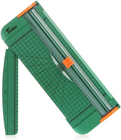 Firebon Green A4 пакет за сечење хартија со 5 парчиња сечила за полнење, тример од хартија од 12 инчи со страничен владетел за сноп -книги, занает,