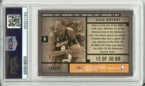 2002 Fleer Showcase Kobe Bryant BB15 Најдобра картичка за вметнување во кошарка на кошарка - непотпишани кошаркарски картички