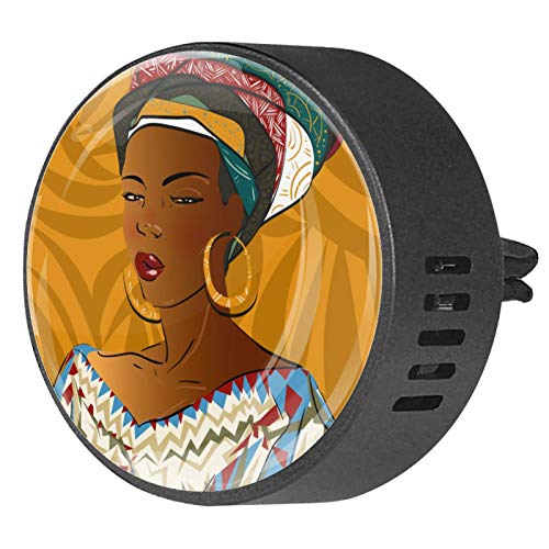 Клип за вентилатор на есенцијално масло за автомобил, африканска жена црна девојка шема, 2 парчиња прочистувач за декорација на дифузер за мириси,