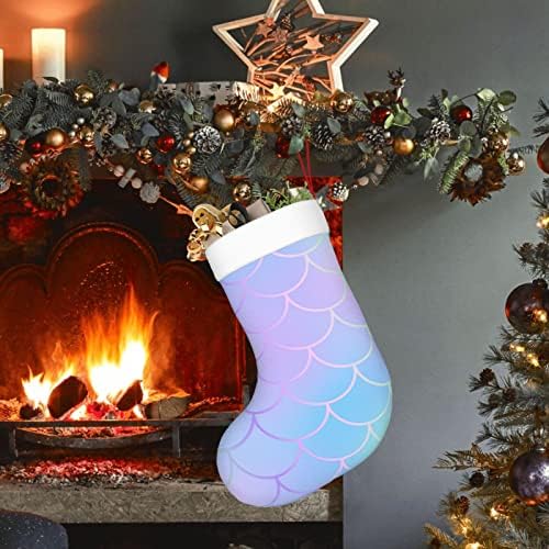Божиќни чорапи за божиќни чорапи магии сирена риба од двострана камин што виси чорапи