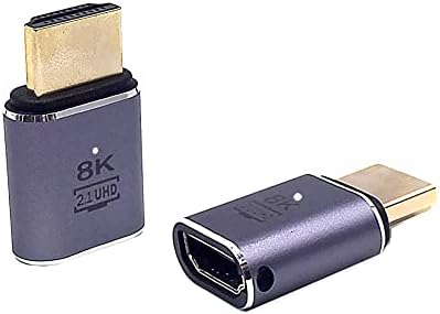 Kework 2 Pack 8K UHD HDMI адаптер, 48Gbps 3D HDMI 2.1 верзија Extender, HDMI 2.1 MALE TO HDMI 2.1 Connecterенски адаптер за адаптер за адаптер, Поддршка 8K@60Hz 4K@120Hz, 7680 * 3420p