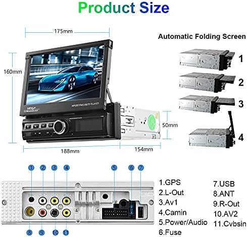 Единечен екран на Дин допир автомобил стерео 7 инчи флип-автомобилски автомобил со вдлабнатина единици со USB/AUX-IN/SD картички поддржува