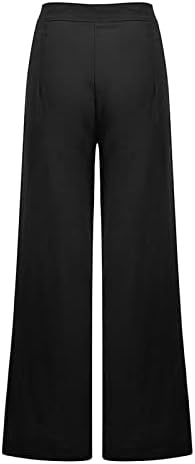 Grge Beuu, женски високи половини панталони, памучни постелнина, широки патеки за нозе, обични лабави права панталони со џеб