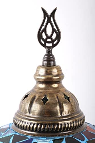 Азилов Турски ламба за маса, ламба за мозаик биро за мароканска светлосна ламба за светло, осветлување од 7 инчи - вкупни димензии