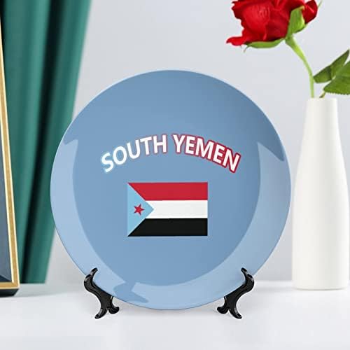 Знаме на југ Јемен Коска Кина Декоративна плоча со стојат домашни плочи за десертни плочи за домаќинство Подарок 10инч